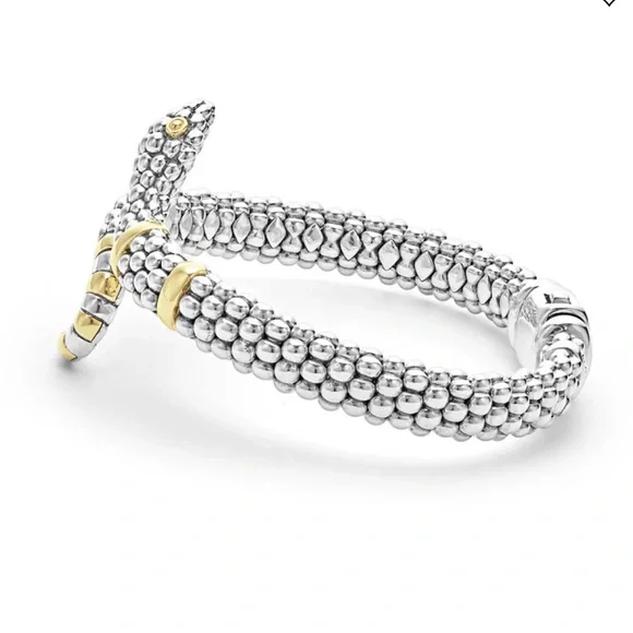 RARE WONDERS Two-Tone Snake Rope Bracelet from Lagos Size 6.5 & 7 - Picture 3 of 11